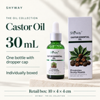 Olio di ricino SHYWAY: 30 ml, flacone contagocce e cartone per la vendita al dettaglio 10 x 4 x 4 cm