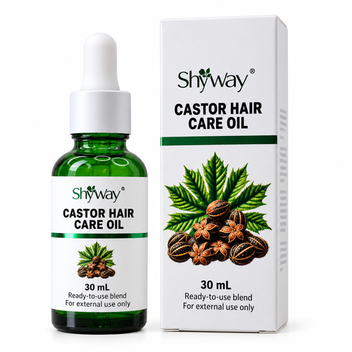 SHYWAY Castor Hair Care Oil 30 mL ready-to-use blend; illustration of updated packaging