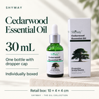SHYWAY Cedarwood Essential Oil: 30 mL, dråpeflaske og 10 x 4 x 4 cm detaljkartong