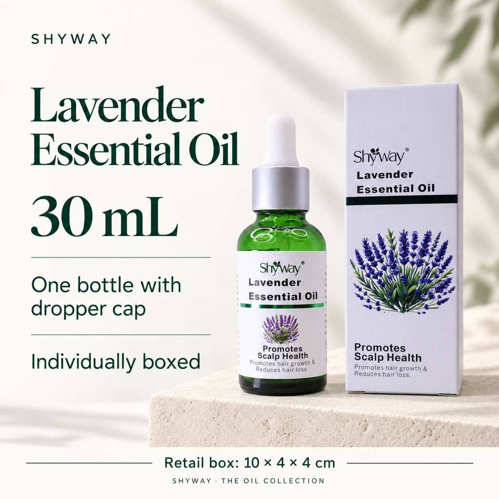SHYWAY Minyak Atsiri Lavender: 30 mL, botol penetes dan karton eceran 10 x 4 x 4 cm