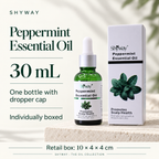 Óleo essencial de hortelã-pimenta SHYWAY: 30 mL, frasco conta-gotas e caixa de venda a retalho de 10 x 4 x 4 cm