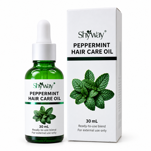 SHYWAY Peppermint Hair Care Oil 30 mL ready-to-use blend; illustration of updated packaging