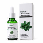 Frasco e caixa de óleo essencial de hortelã-pimenta SHYWAY de 30 mL sobre fundo de estúdio branco