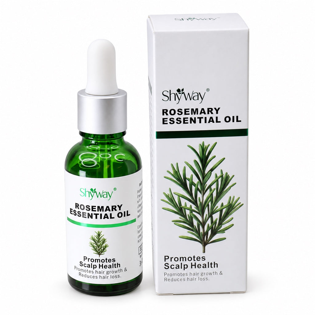 SHYWAY Rosemary Essential Oil 30 mL flaska och kartong på en vit studiobakgrund