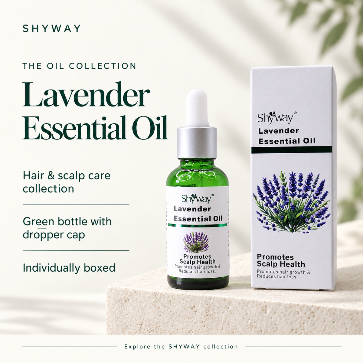 SHYWAY Lavender Essential Oil — pengenalan produk dengan teks bahasa Inggris